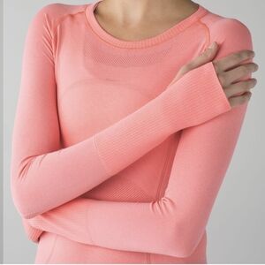 Lululemon swiftly tech LS long sleeve crew HVLF tight fit heathered flare *rare*